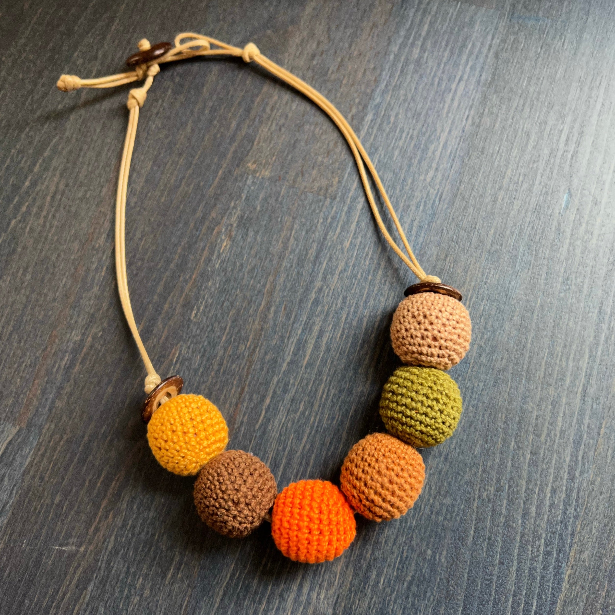 CROCHET WOOD BEAD NECKLACE